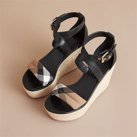 genuine leather burberry slides women|burberry espadrille flats.